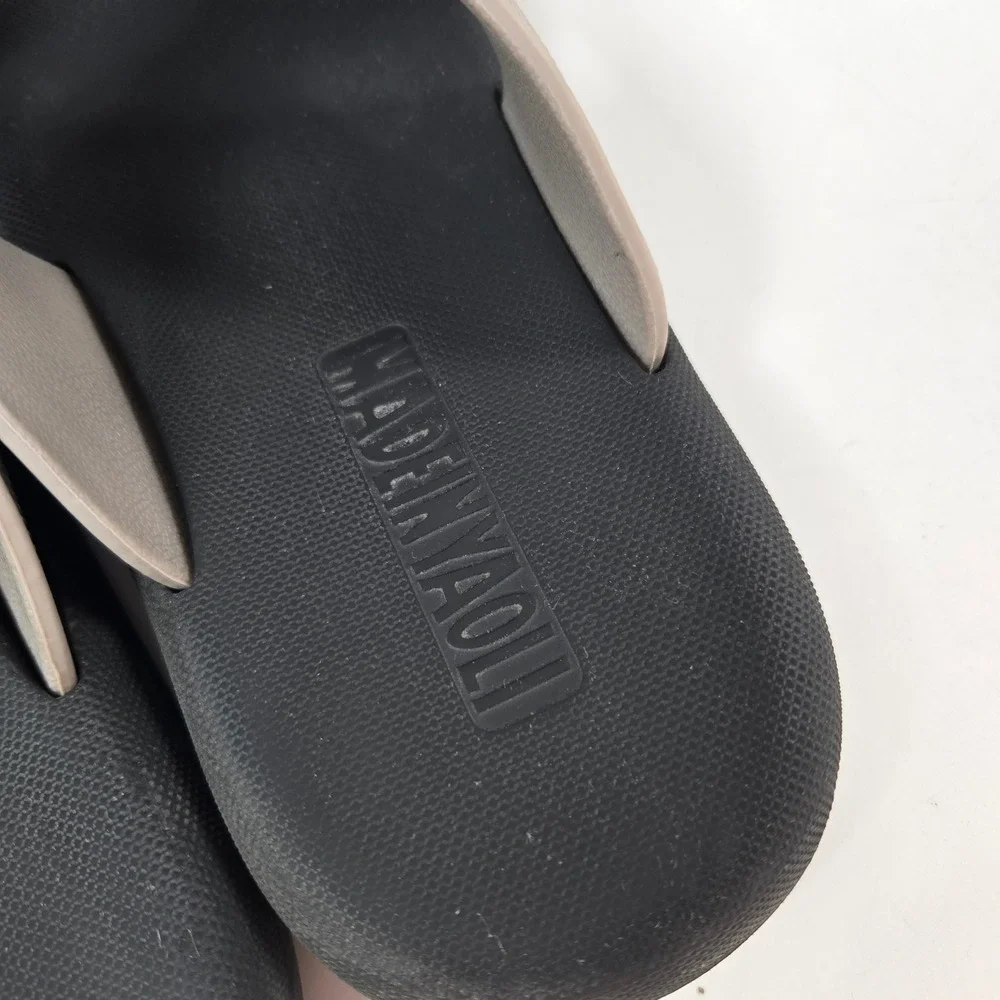 Madeinyaoli Slide Sandals Mens EU 43 Black Gray Swordfish Logo Casual Beach Pool